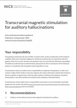 Transcranial magnetic stimulation for auditory hallucinations Interventional procedures guidance [IPG680]
